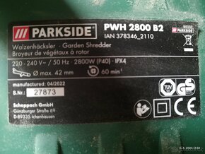 Válcový drtič větví Parkside PWH 2800 B2 - 2