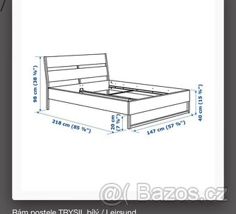 Postel Bílá Sängstomme Trysil 160x200 Ikea - 2