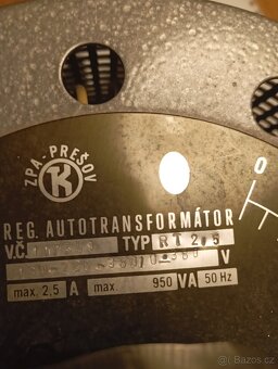 Regulační transformátor  RT 2,5A - 2