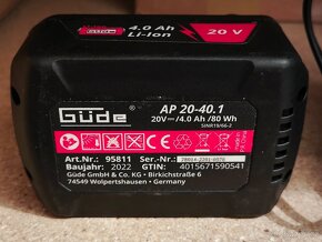 Baterie Gude 20v 4ah + nabíječka - 2