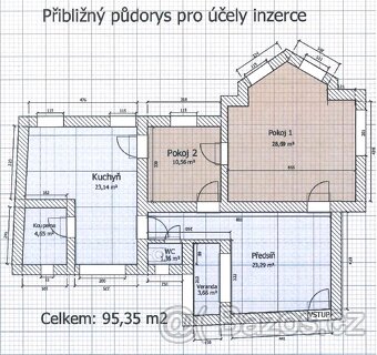 Pronájem prostorného bytu 2+1 v osobním vlastnictví 95 m2, T - 2