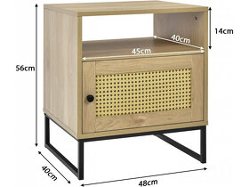NOVÉ: Noční stolek, dřevěný, s otevřenou odkládací policí - 2