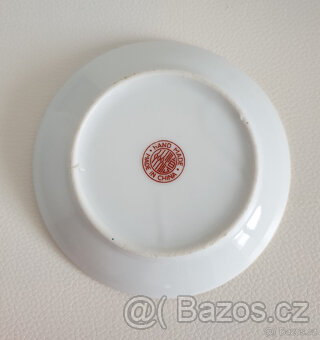 Čínský porcelán ručně malovaný mini talířek pávi a květiny - 2