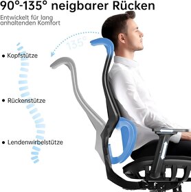 NOVÁ ergonomická kancelářská židle,  k dispozici více ks - 2
