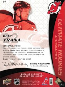 Petr Vrána UD Ultimate 2008-09 Rookie Auto - 2