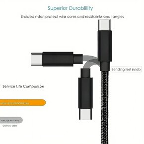 Vysokorychlostní kabel USB Type-C pro rychlé nabíjení 3m - 2