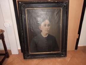 Starožitný signovaný portrét-1890-olej,plátno - 2