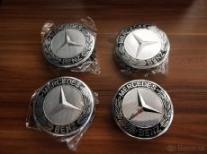 středové krytky Mercedes 75mm modré černé pokličky - 2