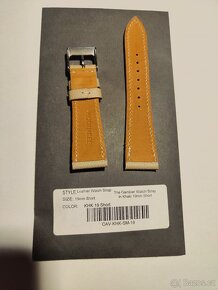 Kožený pásek 19mm, khaki, nepoužitý, Hodinkee, KRÁTKÝ - 2