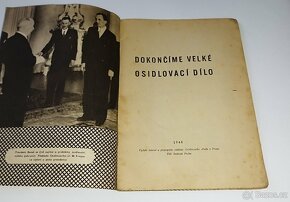 Dobová publikace Dokončíme velké osídlovací dílo 1946 - 2