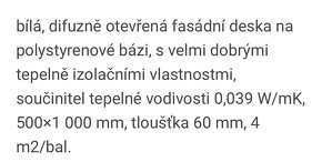 Prodyšný polystyren Baumit open Therm, tl. 60 mm - 2