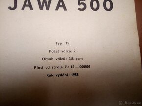 Jawa 500-seznam náhradních součástí 1955-originál - 2