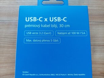 Nový datový a nabíjecí kabel O2 USB-C/USB-C délky 30cm SLEVA - 2