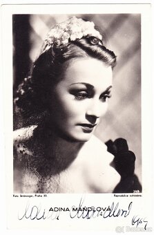 Adina Mandlová autogram - propagační fotografie z roku 1939 - 2