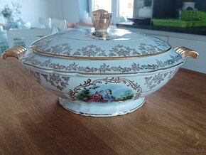 STAROŽITNÁ PORCELÁNOVÁ TERINA A TALÍŘ LIMOGES FRANCIE - 2