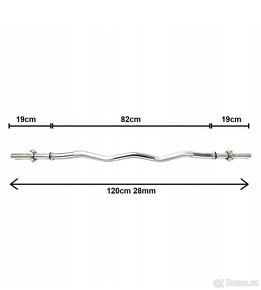 Osa obouruční lehce zlomená činka 120cm - 2