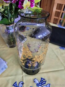 Stará váza kouřová zlacená - 2