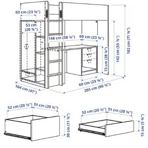 Dětská patrová postel modrá + židle - 2