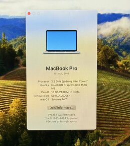 MacBook Pro 15” 2018 /16GB/Intel i7/256GB SSD/Záruka - 2