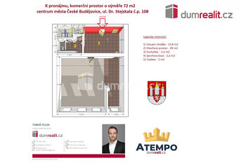 K pronájmu, komerční prostor s kuchyňkou a soc. zázemím v ce - 2