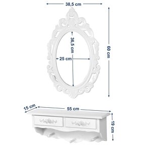 Toaletní zrcadlo s poličkou a šuplíky - 2
