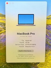 MacBook Pro 13” 2020/16GB RAM/M1/256GB SSD/ Záruka - 2