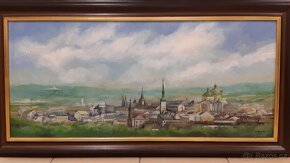 Obraz Stanislav Bdinka Olomouc panorama,originál olejomalba - 2