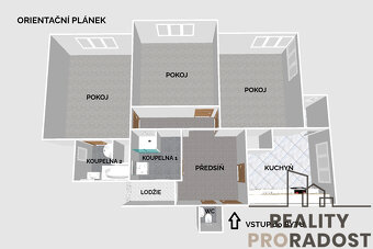 Pronájem bytu 3+1 s lodžií, 90,43 m2, Olomouc centrum -  Boř - 2