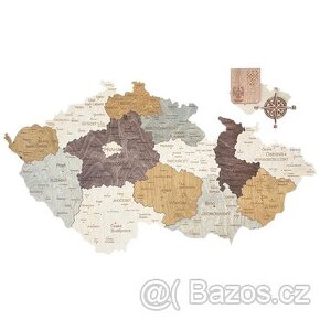 Dřevěná mapa České republiky NOVÁ - 2