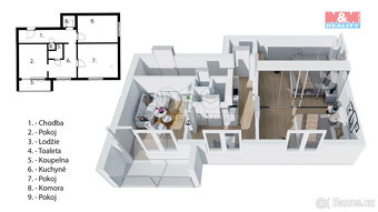 Prodej bytu 3+1, 72 m2, OV, Jeseník, ul. Husova - 2