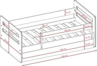 Dětská postel 80x160 cm s bočnicí, úložným prostorem a matra - 2