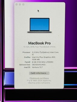 MacBook Pro 13” 2018/8GB RAM/i5/256GB SSD/ Záruka - 2