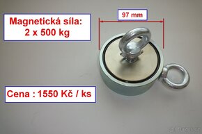 Neodymový magnet 2x500 kg, neodymové, fishing - 2