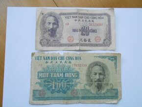 Bankovky VIETNAM 20DONG +100DONG r.1951 -4kusy- dost použité - 2