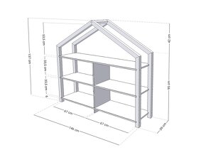 Dřevěný domečkový regál SHELLY - 2