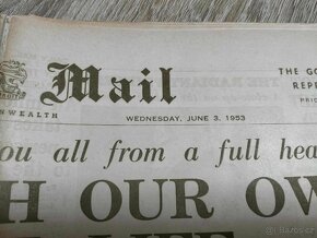 ORIGINÁL "Daily Mail" zo dňa 3.júna 1953,britský denník,deň - 2