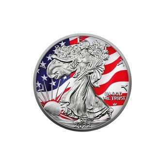 Stříbrná mince 1 Oz American Eagle American Flag 2022 - 2