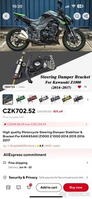 Kawasaki z1000 2014-2019 cnc držák tlumič řízení, černý - 2