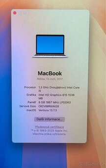 MacBook 12” 2017 /8GB RAM/Intel i5/512GB SSD/ Záruka - 2