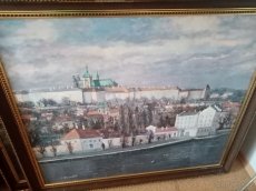 Prodám 3 staré obrazy Praha -oleje plátno, signované Dovrtěl - 2