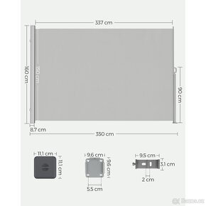 Boční zatahovací markýza 160x350 - světle šedá - 2