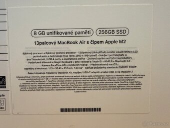 Apple MacBook Air 13'', M2, 8GB RAM, 256GB SSD, stříbrný, - 2