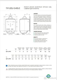 Plynový zásob. ohřívač vody Quantum 50l -NOVÝ, V ZÁRUCE - 2