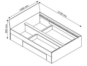 Postel s matrací 140x200cm, rošt a noční stolky - 2