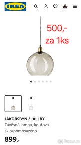 Nové lustry Ikea, 2 čiré a 2 kouřové - 2