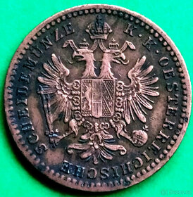 1 KREJCAR 1860 A VÍDEŇ FRANTIŠEK JOSEF I. patina - 2