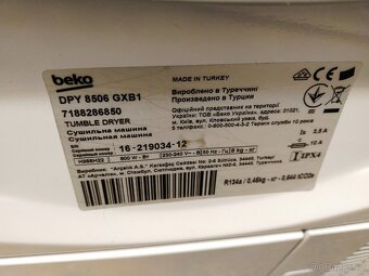 Prodám diig.sušičku Beko s tep.čerpadlem-8kg-ZDARMA DOVEZU-- - 2