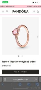 PANDORA- růžovy prstýnek(rose gold) ve tvaru srdíčka - 3