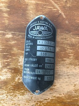 Prodám originální štítek jawa 250 / 559 panelka - 3
