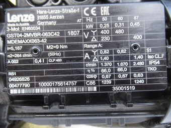 LENZE-NOVÁ  elektropřevodovka 400V.0,25kw.otáčky 264 min. - 3